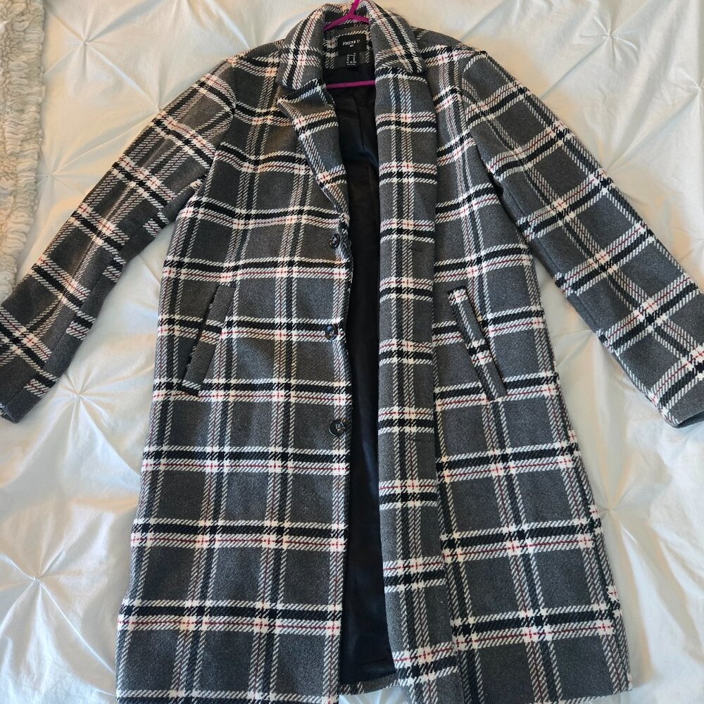 Men's plaid checkered long jacket